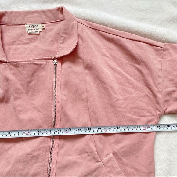 Lili Sidonio x Molly Bracken Pink Oversize Denim Asymmetrical Zip Jacket - Picture 5 of 13